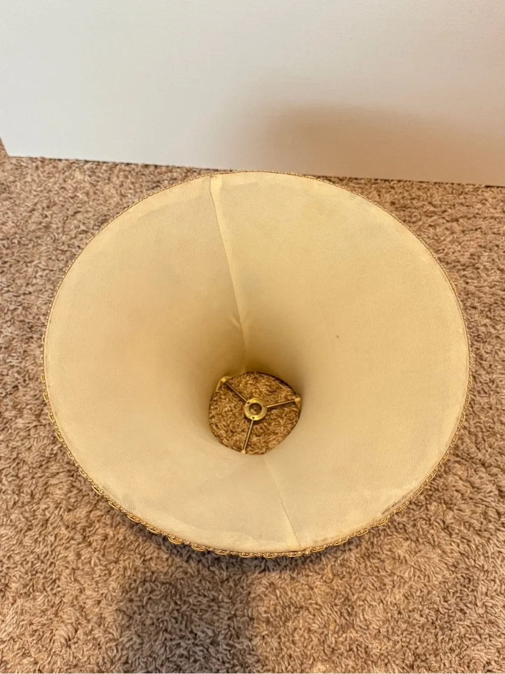 Vintage Bell lamp shade featuring an ornate design golden lace fabric beaded